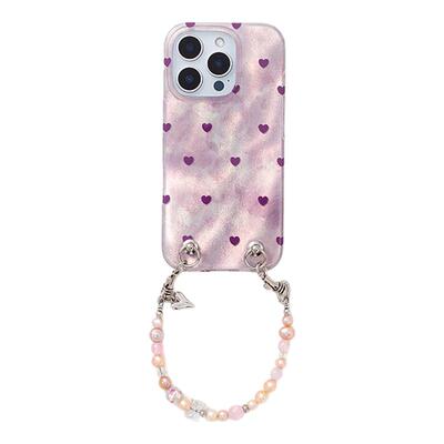 紫色爱心波点手机壳适用苹果