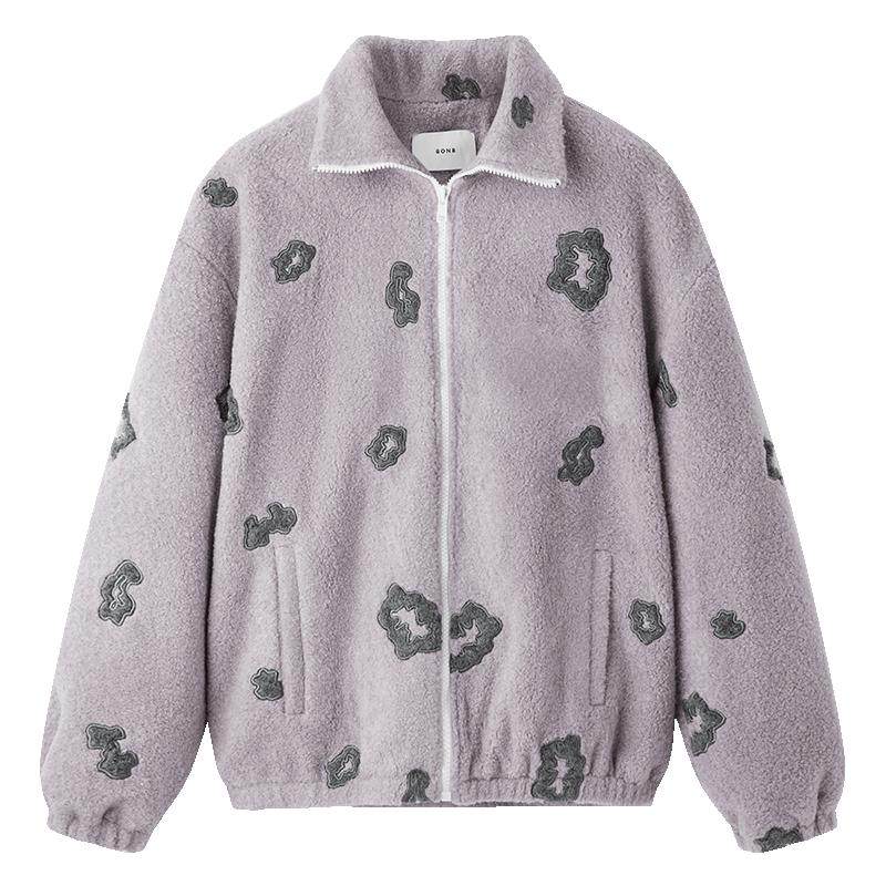 8ON8秋冬暮光紫浓雾灰羊毛摇粒绒外套夹克时尚百搭上衣时尚高级感