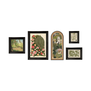 法式中古风客厅装饰画复古油画小众艺术组合高级感沙发背景墙挂画