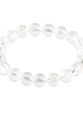 全净体冰透无暇人造水晶手链本命年玻璃仿白水晶透明珠子手串男女