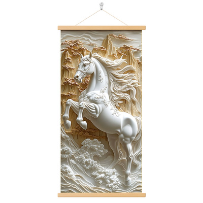 现代简约骏马图玄关挂画