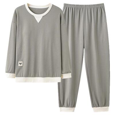 啄木鸟带胸垫纯棉睡衣女款春秋季长袖长裤可外穿束口家居服两件套