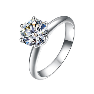莫桑石钻戒女纯银情侣对戒一对六爪1克拉仿真钻求结婚戒指送礼物