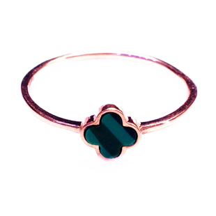 纯 585女紫金戒指幸运四叶草黑色红色绿色幸运草戒指