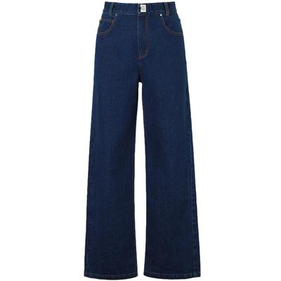 CALVINLUO深蓝高腰直筒牛仔裤