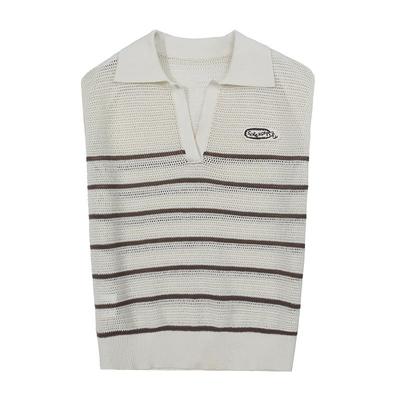 谜底针织衫无袖女2025夏季新品复古文艺宽松H型短毛衣252MZ0866