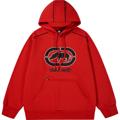 ecko红犀牛贴布刺绣连帽重磅卫衣