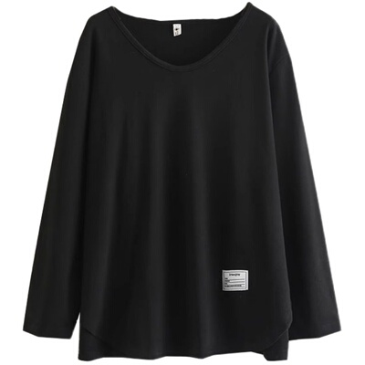 女棉质磨毛长袖t恤衫德绒上衣