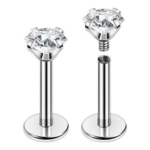 钛研社|F136植入级医学钛合金平底耳钉养耳洞华子耳饰耳骨耳蜗钉