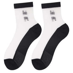 棉底男丝袜春夏透气玻璃丝袜薄款舒适防滑时尚提花小方格花短袜