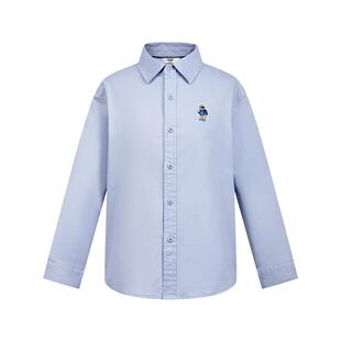 马骑顿 MQD童装男大童年秋季基础休闲百搭学院风翻领衬衫亲子