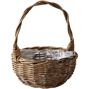 田园手工柳编草编花盆藤编花篮编织手提篮子插花绿萝摆件装饰花器