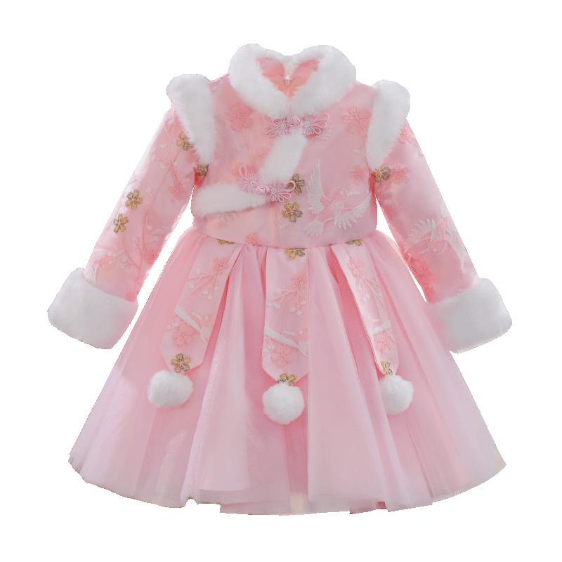 公主裙女童秋冬款加绒裙子拜年服