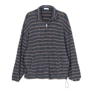 Hualun秋冬条纹半拉链毛衣男款慵懒风针织衫韩版翻领套头长袖上衣