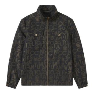 CNC男装奥莱高端羊毛提花满印立领夹克男春秋新款品质感外套