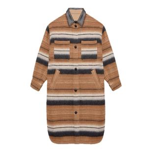 MARANT ETOILE2025 DJILA长款条纹羊毛混纺衬衫式外套女