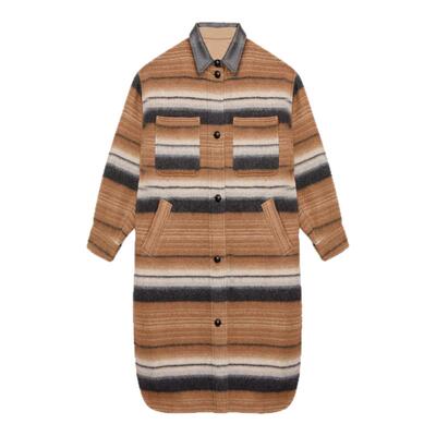 MARANT ETOILE2025 DJILA长款条纹羊毛混纺衬衫式外套女