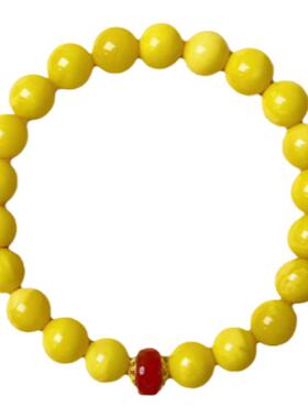 天然蜜蜡手串配925纯银嵌南红转运珠原创设计款光明与财富8mm