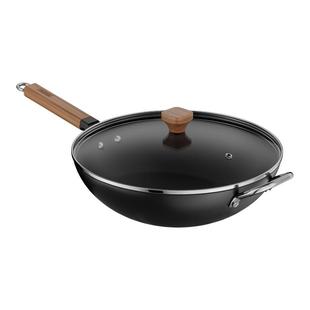 铁锅炒菜家用无涂层炒锅圆底不粘锅耐用氮化铁锅燃气灶明火灶通用