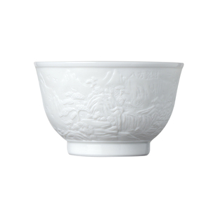 景德镇官方陶瓷茶具功夫茶杯浮雕八方聚财主人杯男士高档个人专用