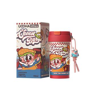 UOOHA多巴胺咖啡杯外出携带杯子不锈钢水杯吸管保温杯便携保冷杯