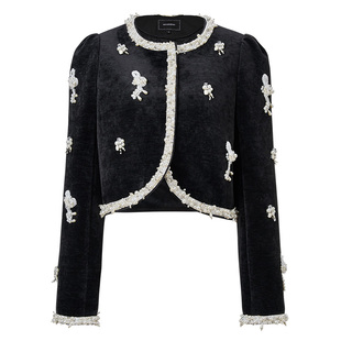 【时髦暖冬-商场同款】MAXRIENY宫廷复古风钉珠短款外套