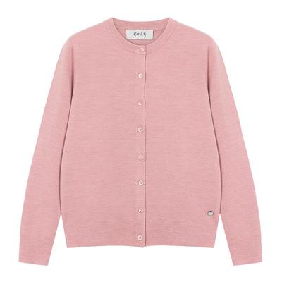 【精纺】鄂尔多斯1980 女装圆领虚提羊绒开衫25年秋冬新品针织衫