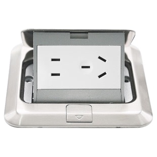 ABB旗舰店阻尼地插隐形嵌入纯平地扦五孔铜不锈钢盖板地面插座