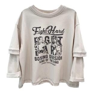 男童假两件卫衣春秋新款2026年儿童长袖韩版T恤男孩洋气潮酷t秋装