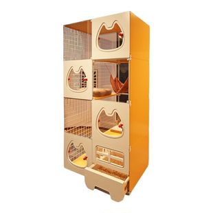 全景猫别墅带厕所一体家用室内猫笼子超大自由空间猫柜猫咪窝屋舍