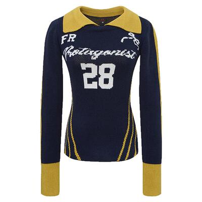 近日欣喜显瘦短款撞色女毛衣潮