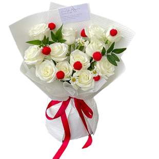 小王子白玫瑰混搭茉莉生日鲜花花束同城配送女友北京上海广州花店