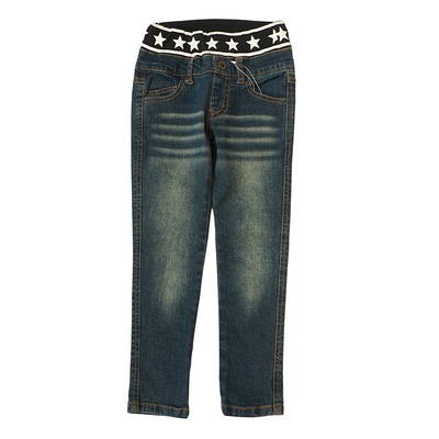 日系儿童纯棉牛仔裤松紧高腰长裤