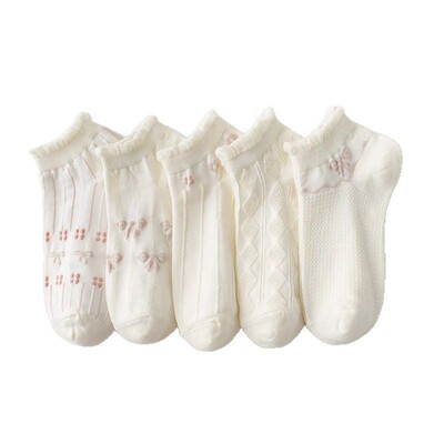 白色花边洛丽塔短袜透气浅口船袜