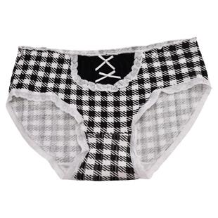 纯棉螺纹内裤女低腰黑白色系小码学生日韩少女棉质面料三角裤衩头