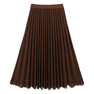 美拉德毛呢镂空蕾丝花边半身裙