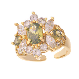 「卢瓦尔神殿」法式宫廷复古精致轻奢高级感闪耀橄榄绿开口戒指女