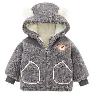 男童冬装外套2025新款洋气时髦宝宝一岁衣服婴儿加绒加厚夹棉童装
