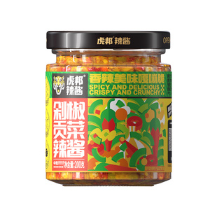 虎邦剁椒贡菜辣酱200g香辣脆拌面米粉下饭菜辣椒酱咸榨菜湖南风味