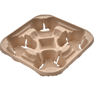 上海商吉纸浆2杯外卖杯托一次性纸杯四杯托咖啡奶茶底托打包托盘