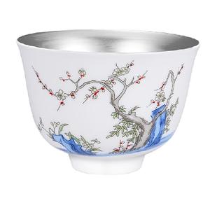 臻汇银十二花神杯套装礼盒鎏银杯退休高档礼品功夫茶具教师节礼物