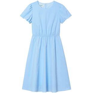 ToyzY2025夏季新款多巴胺泡泡纱肌理短袖收腰a字连衣裙休闲风