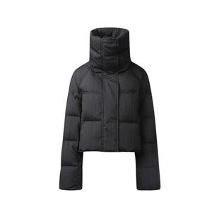 sdeer圣迪奥冬季女装时尚立领肌理字母短款羽绒服S24483108