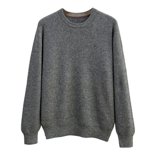 lp秋冬新款圆领套头羊绒针织衫上衣老钱风商务休闲纯色舒适毛衣男