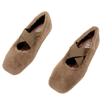 法式配裙子毛毛鞋女秋冬季毛绒鞋