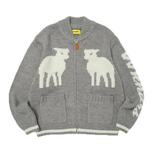 【含羊毛】WKNDRS韩国男女25冬季时尚SHEEP COWICHAN开衫MUSINSA