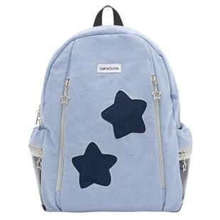 GameSoda电玩汽水小众美式星星牛仔双肩包女生书包大学生电脑背包