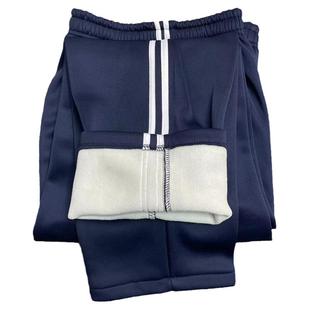 校服裤子冬季加绒加厚小学初中高中生保暖校裤藏青色两杠学生长裤