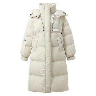 若潮大码女装2025冬季新款90鸭羽绒服长款连帽高充绒保暖胖MM