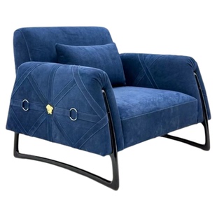 意式轻奢布艺沙发高级感舒适不锈钢沙发椅设计师别墅客厅家具设计